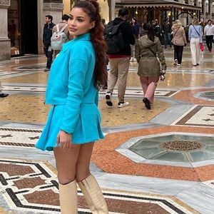 Zara sky blue skirt set S